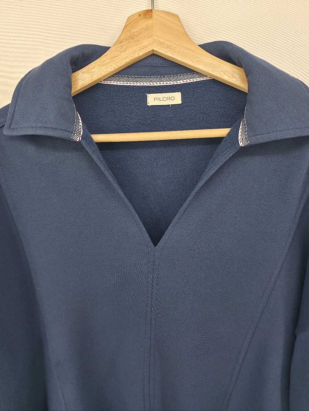 Pilcro Johnny Collar Pullover Navy Oversized Sweatshirt Anthropologie Size Large - Picture 4 of 12